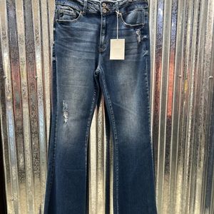 KANCAN flare denim jeans. Size 11. 29 inch waist. Light distress. Rough edge